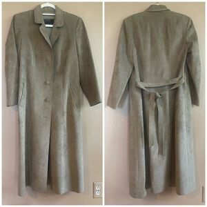 Vintage taupe microfiber belted trench
